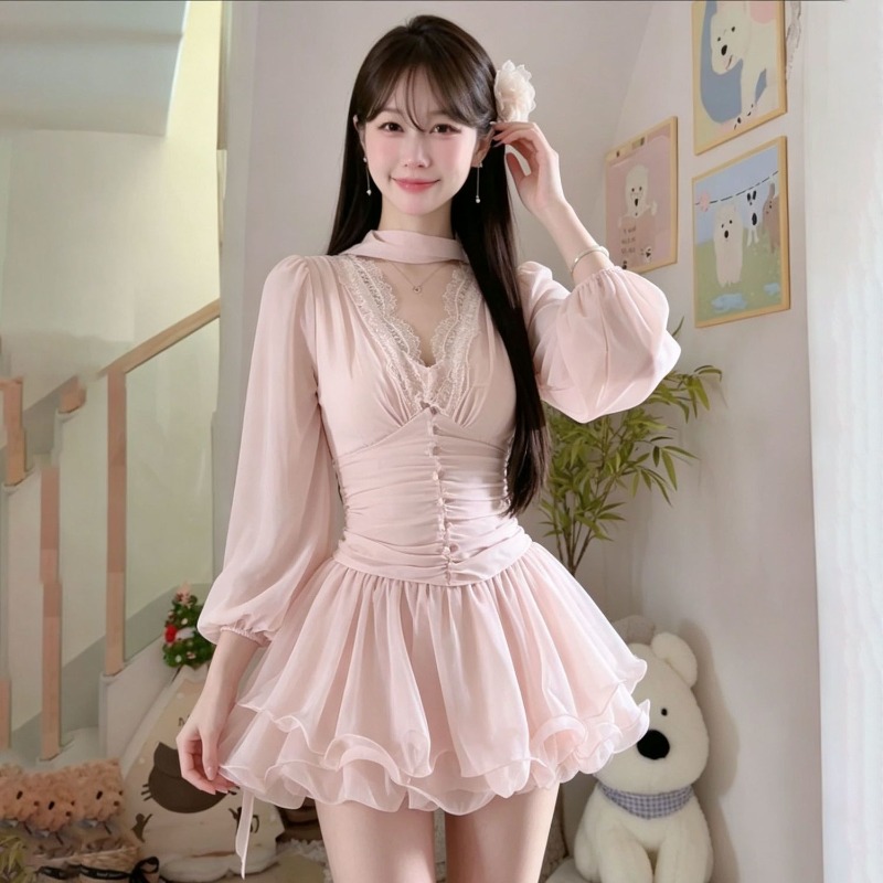 ชุดเซ็ต 2 ชิ้นสไตล์ฝรั่งเศสสุด - Elastic Lace Trim บทวิจารณ์และราคา