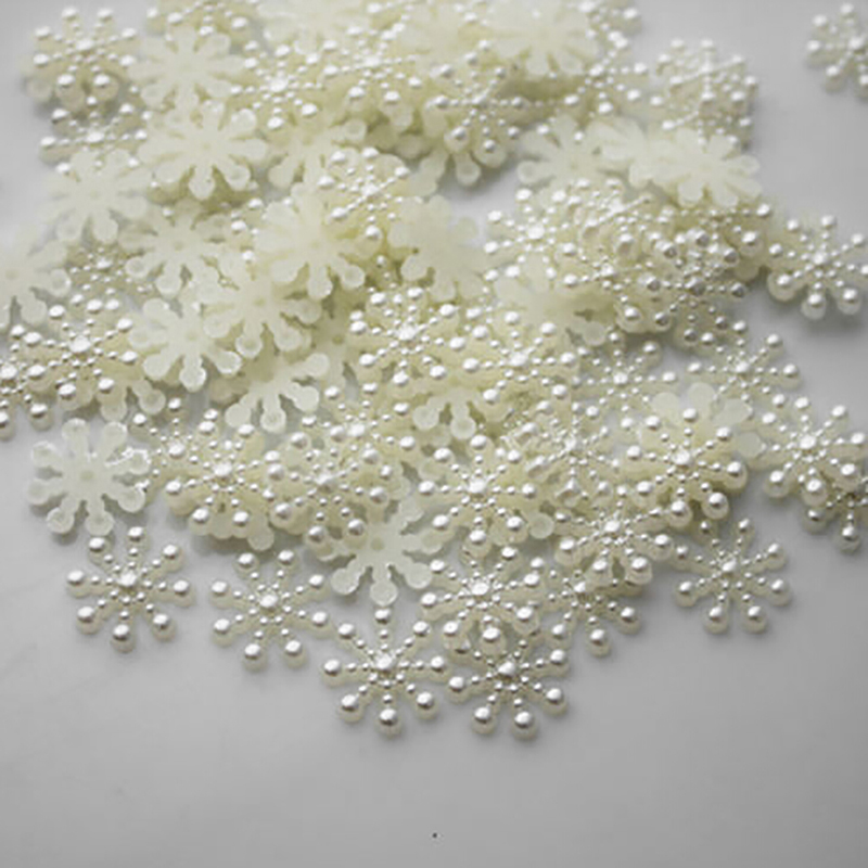 100Pcs มุกสีขาวเรซิ่นเกล็ดหิมะ - Christmas Craft Embellishment บทวิจารณ์และราคา