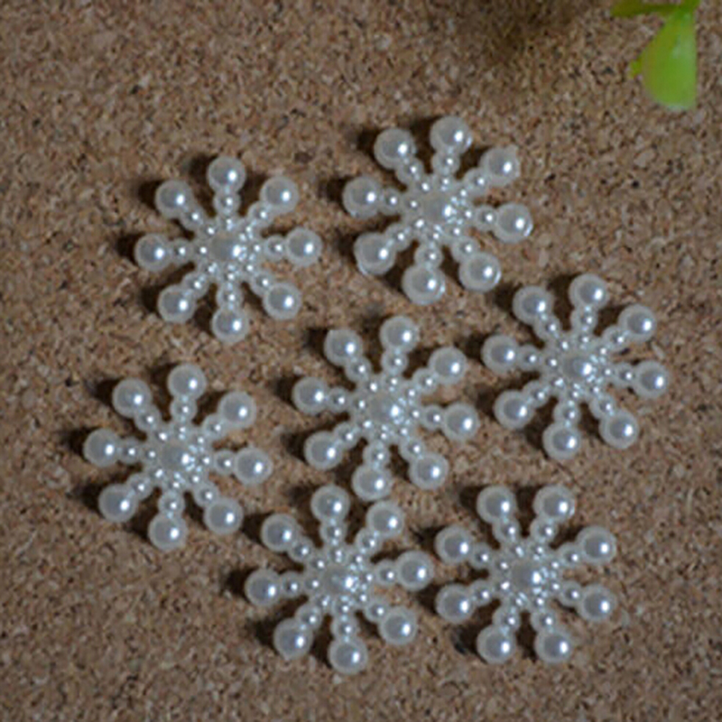 100Pcs มุกสีขาวเรซิ่นเกล็ดหิมะ - Christmas Craft Embellishment บทวิจารณ์และราคา