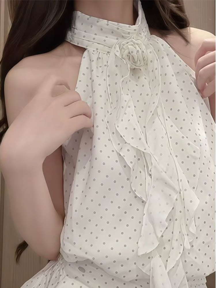 ชุดเซ็ต 2 ชิ้นลายจุดสไตล์ฝรั่ง - Elastic Lace Trim บทวิจารณ์และราคา