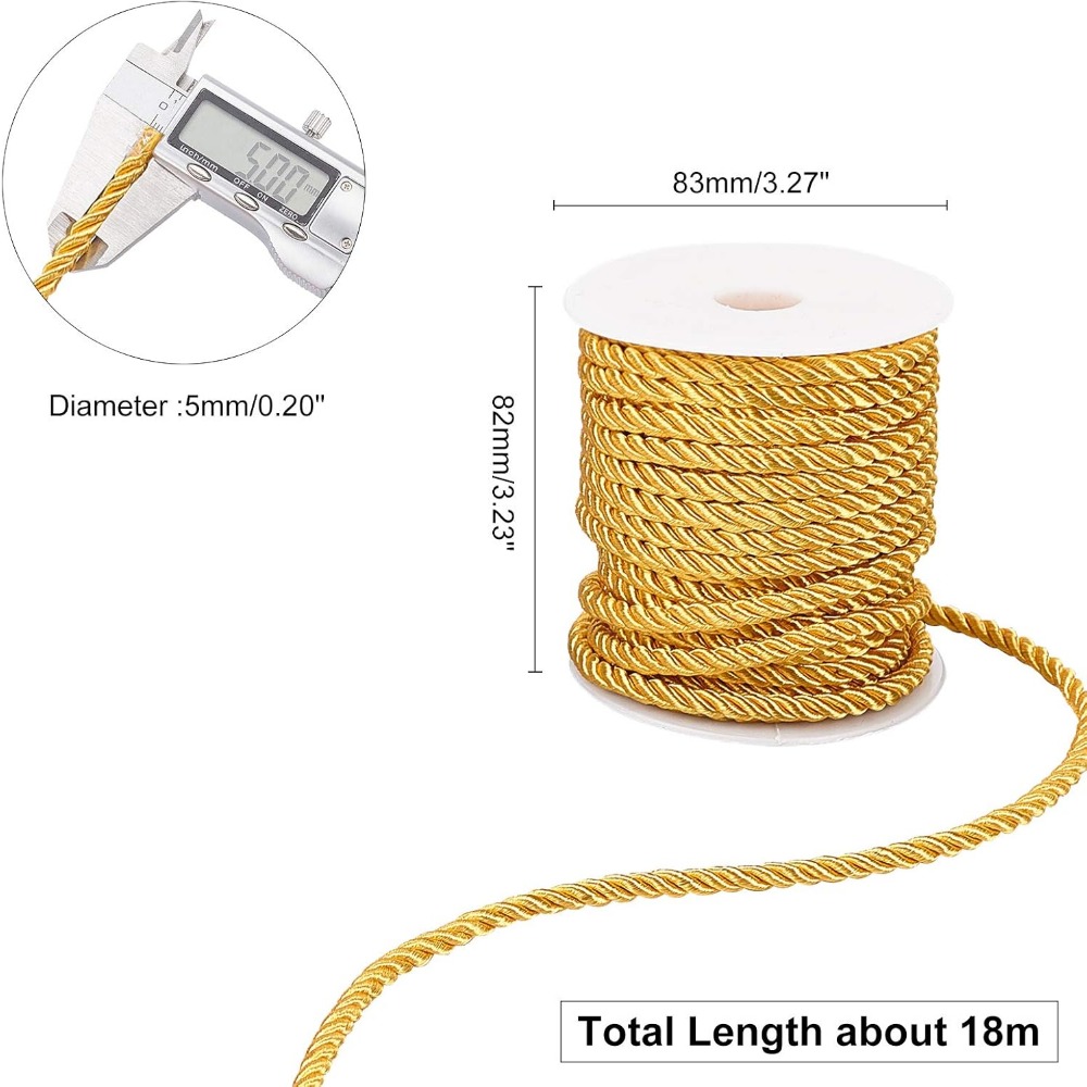 59 ฟุตสายทอง 5 มม.เชือก Trim ผ - Cord Trim Twisted บทวิจารณ์และราคา