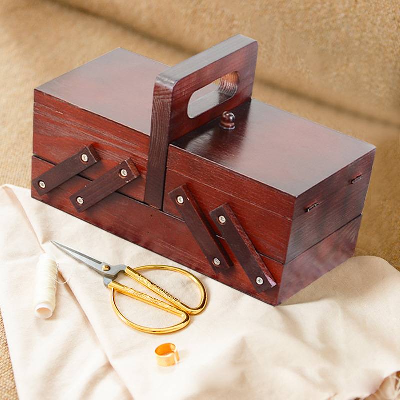 แบบพกพาพับไม้เย็บกล่องช่องด้าย - Craft Embellishment Storage บทวิจารณ์และราคา