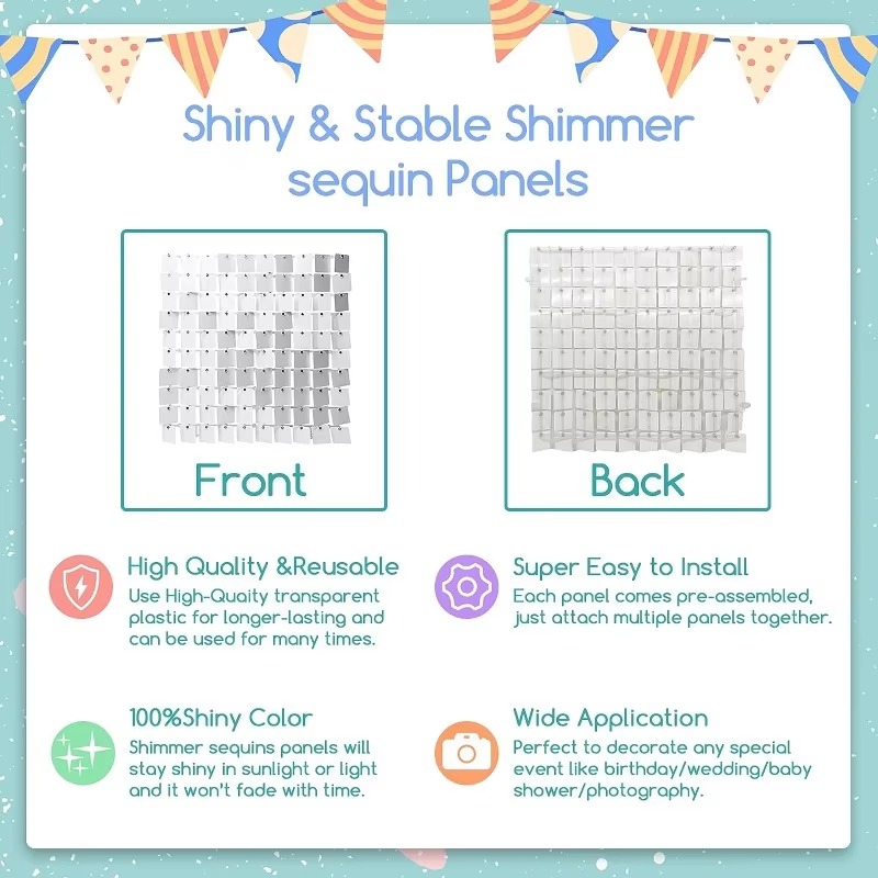 ฉากหลังผนังแบบมีประกายระยิบระย - Sequin Fabric Panel บทวิจารณ์และราคา
