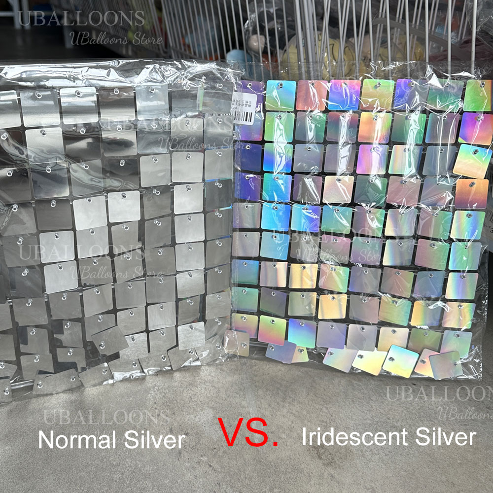 สีรุ้ง Silver Shimmer Wall แผง - Sequin Fabric Panel บทวิจารณ์และราคา