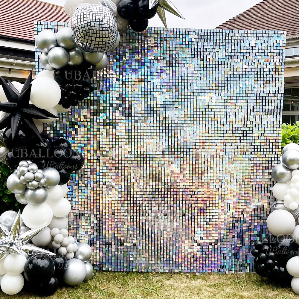 สีรุ้ง Silver Shimmer Wall แผง - Sequin Fabric Panel บทวิจารณ์และราคา