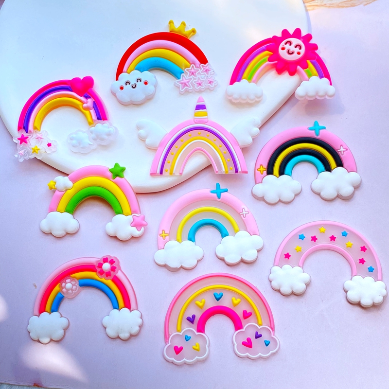10Pcs ใหม่น่ารักการ์ตูน Rainbo - Embellishment Glue Craft บทวิจารณ์และราคา