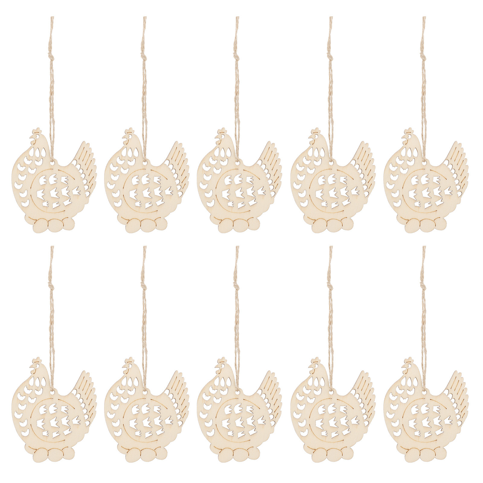 ของตกแต่งรูปไก่ทำจากไม้ 10 ชิ้ - Christmas Craft Embellishment บทวิจารณ์และราคา