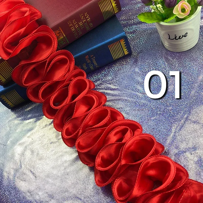 5 หลาจีบ Ruffled Trim เงาซาติน - Fringe Ribbon Sewing บทวิจารณ์และราคา