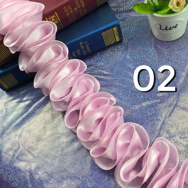 5 หลาจีบ Ruffled Trim เงาซาติน - Fringe Ribbon Sewing บทวิจารณ์และราคา