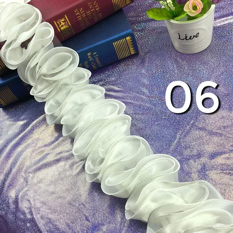 5 หลาจีบ Ruffled Trim เงาซาติน - Fringe Ribbon Sewing บทวิจารณ์และราคา